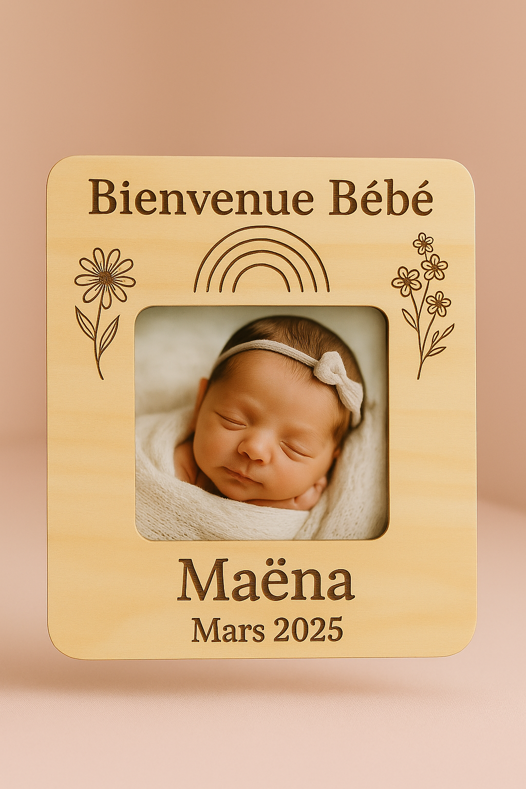 Cadre Photo Naissance Personnalisé – Bienvenue Bébé