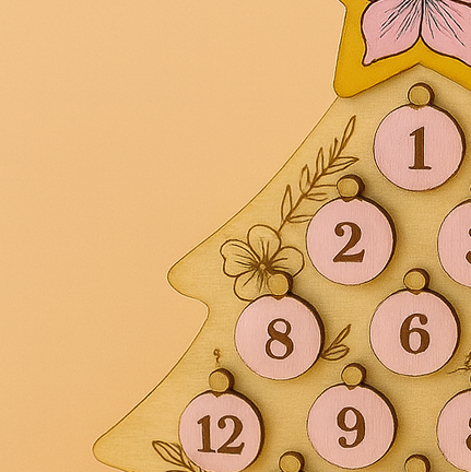 Calendrier de l’Avent en bois personnalisé – Sapin tropical artisanal