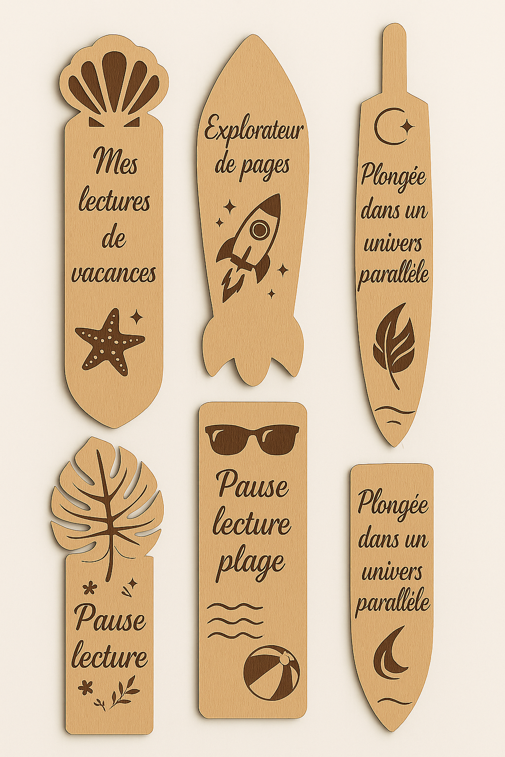 Marque-page en bois – Collection Vacances