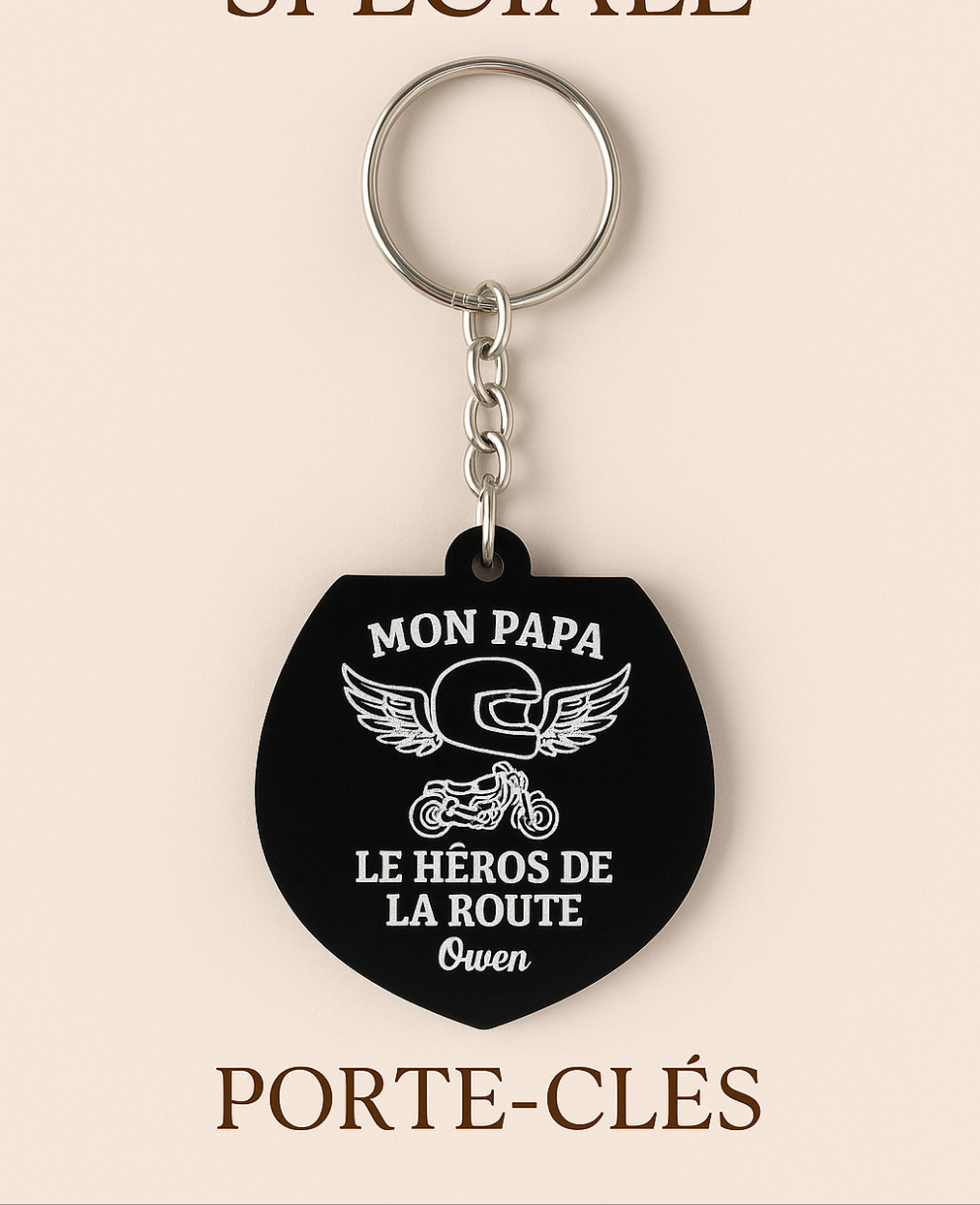 Porte-clé “Mon Papa, le Héros de la Route” – personnalisé