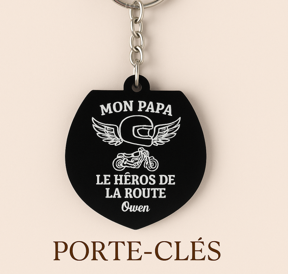 Porte-clé “Mon Papa, le Héros de la Route” – personnalisé