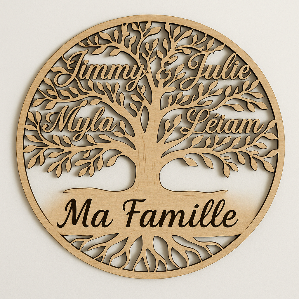 Arbre de Vie mural personnalisé – Bois gravé 20 cm