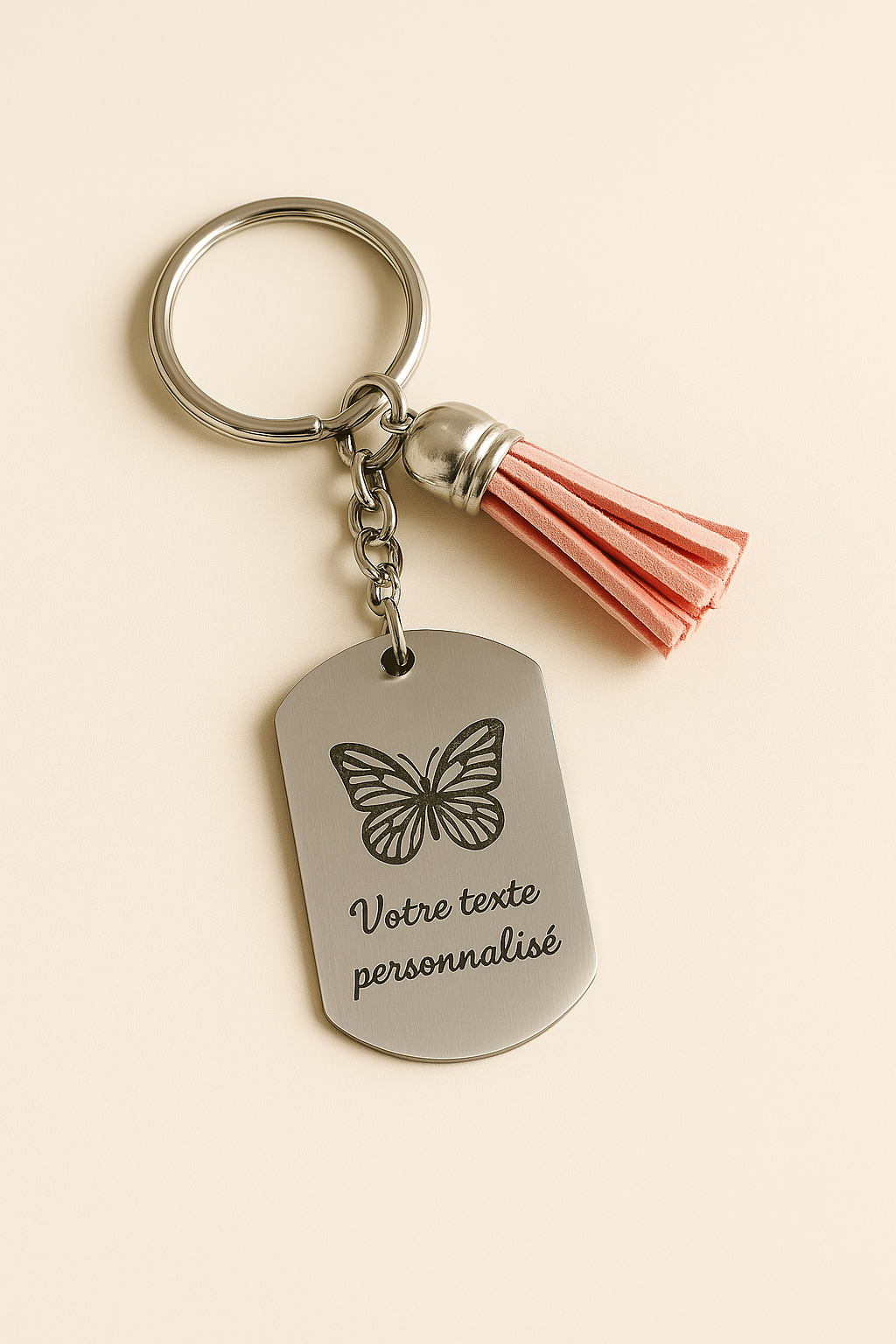 Porte-clé Personnalisé en Acier Inoxydable – Gravure Style Dog Tag