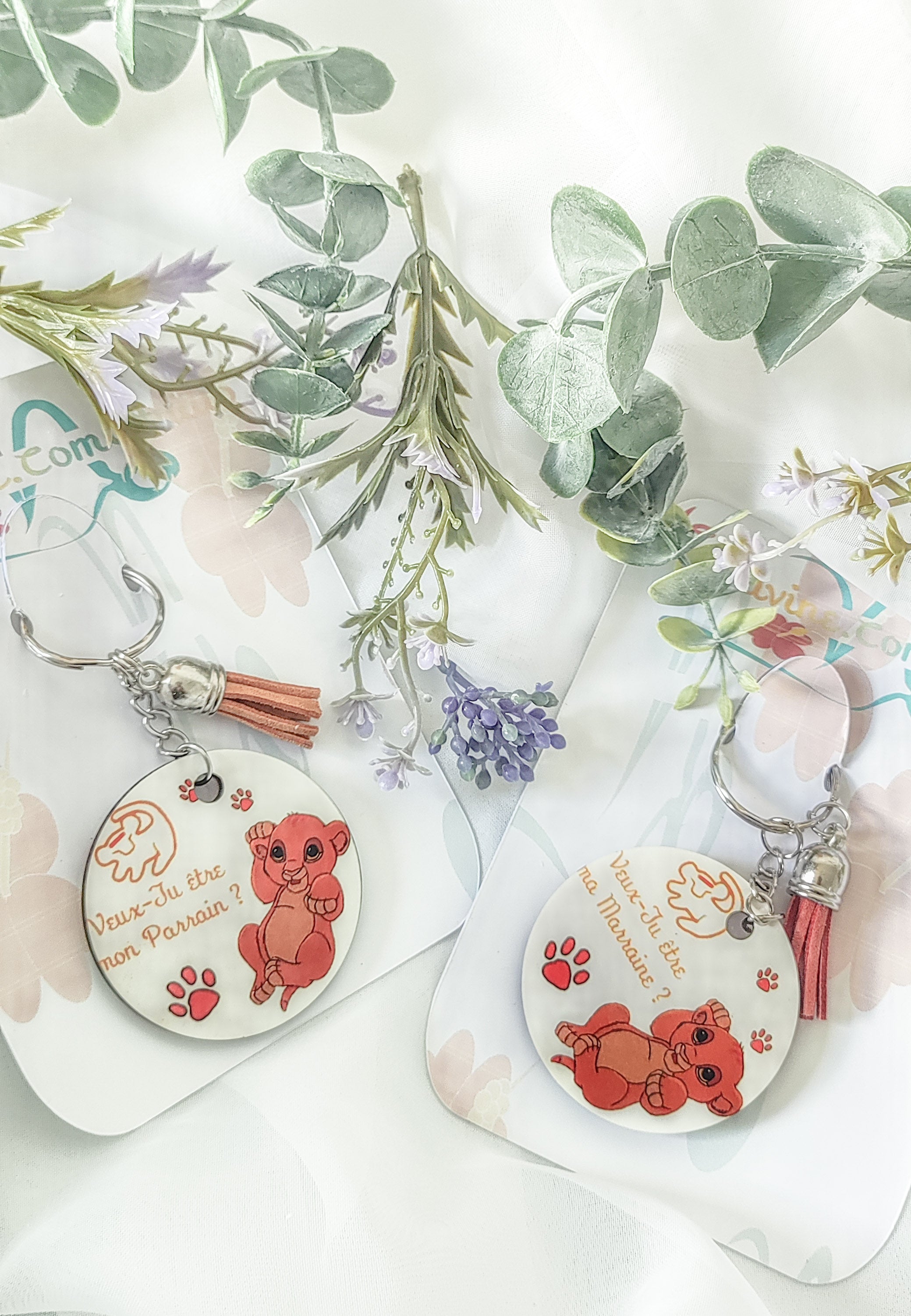 🦁 Porte-clé demande Parrain/Marraine – Collection Lionceaux tendres