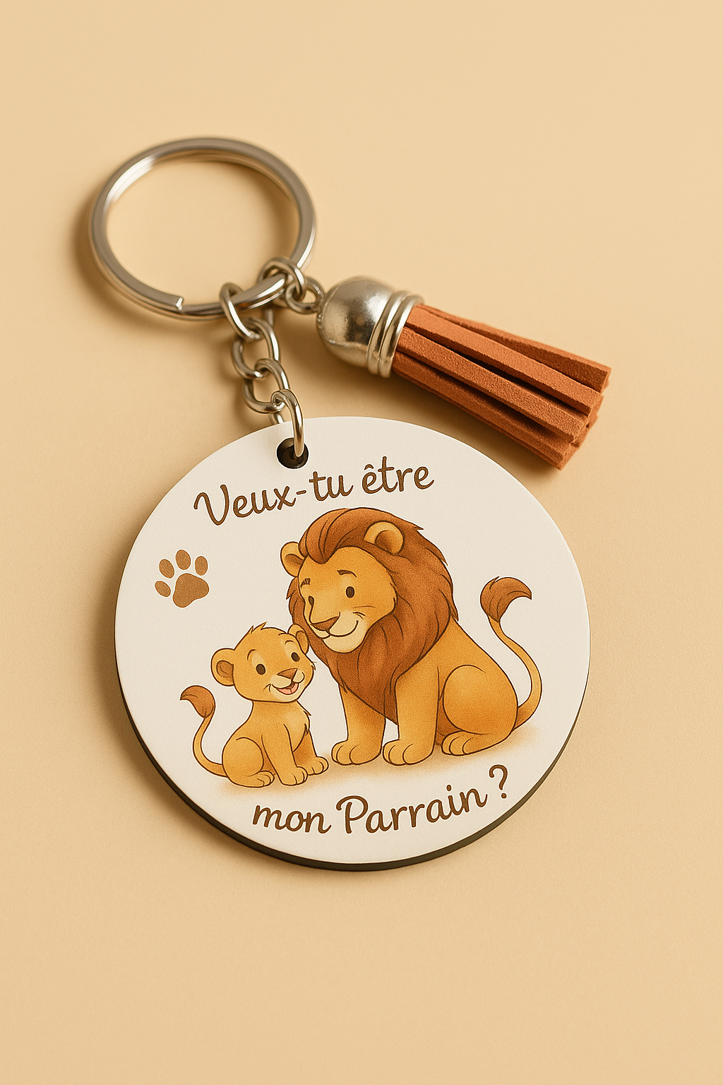 🦁 Porte-clé demande Parrain/Marraine – Collection Lionceaux tendres