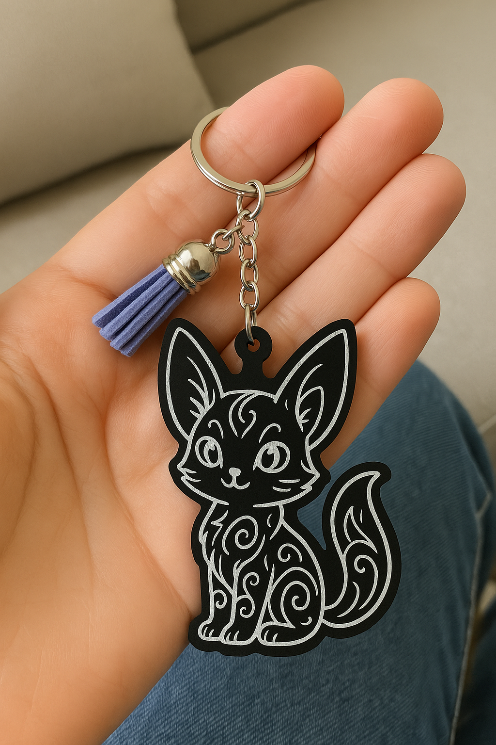 Porte-clé "Animal Câlin" – Créature mi-chat mi-renard personnalisée