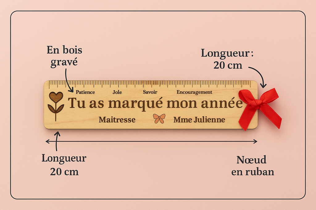 Règle en bois personnalisée "Tu as marqué mon année"