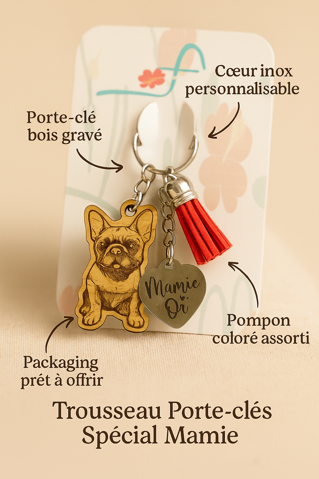 Trousseau Porte-clés Spécial Mamie – Cadeau Personnalisé et Émotionnel