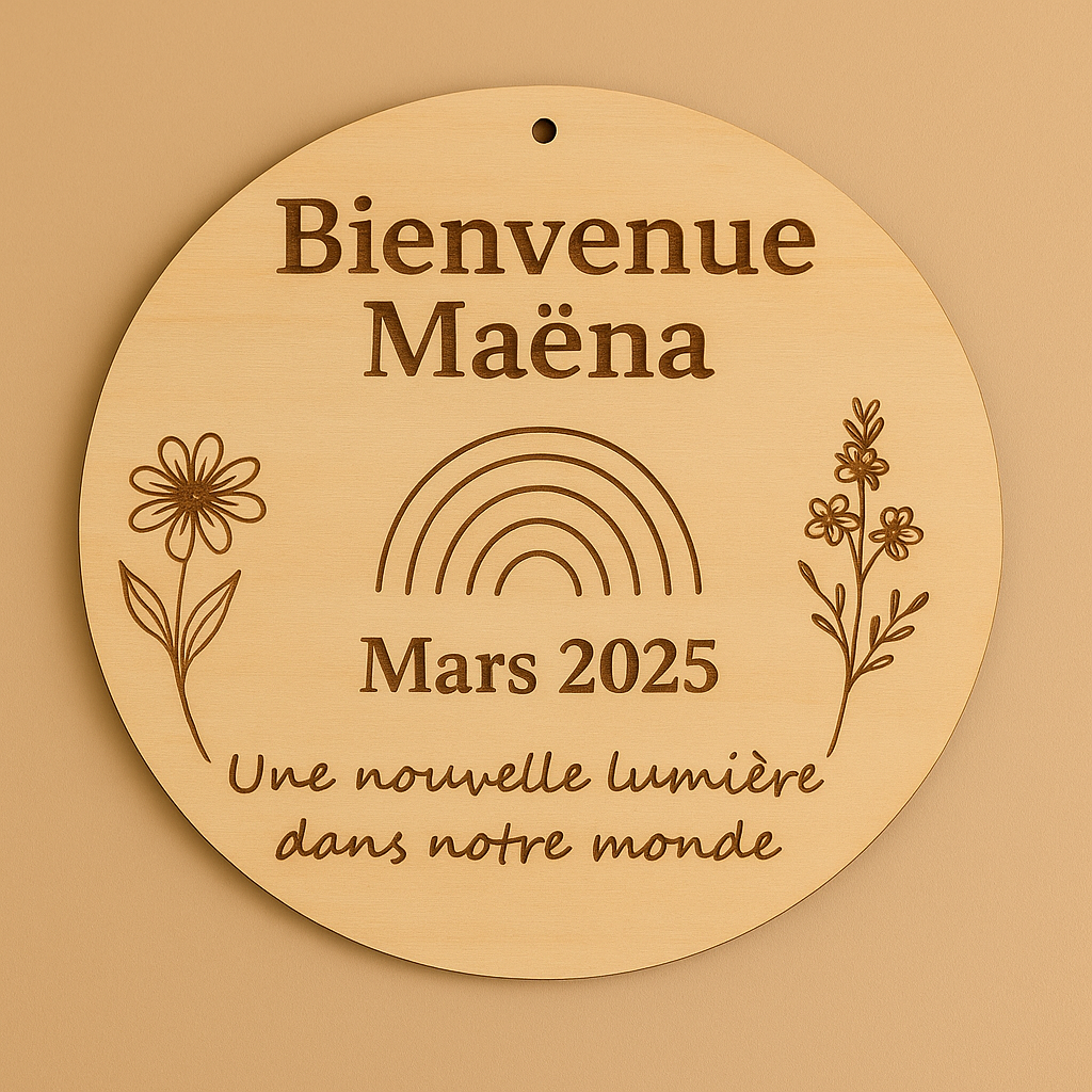 Plaque Murale Naissance Personnalisée – Bois Gravé