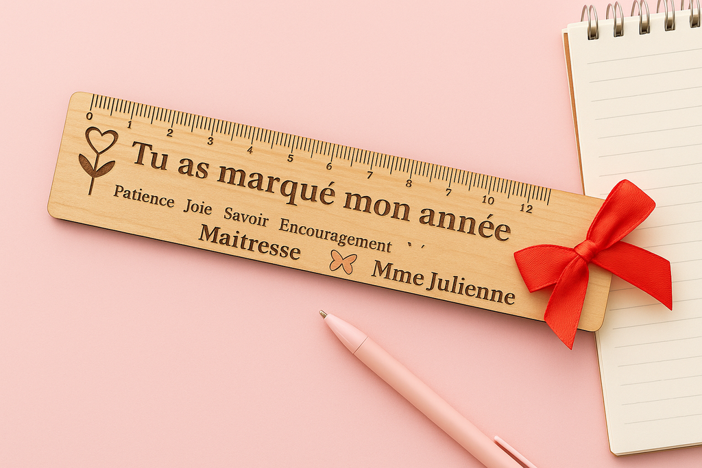 Règle en bois personnalisée "Tu as marqué mon année"