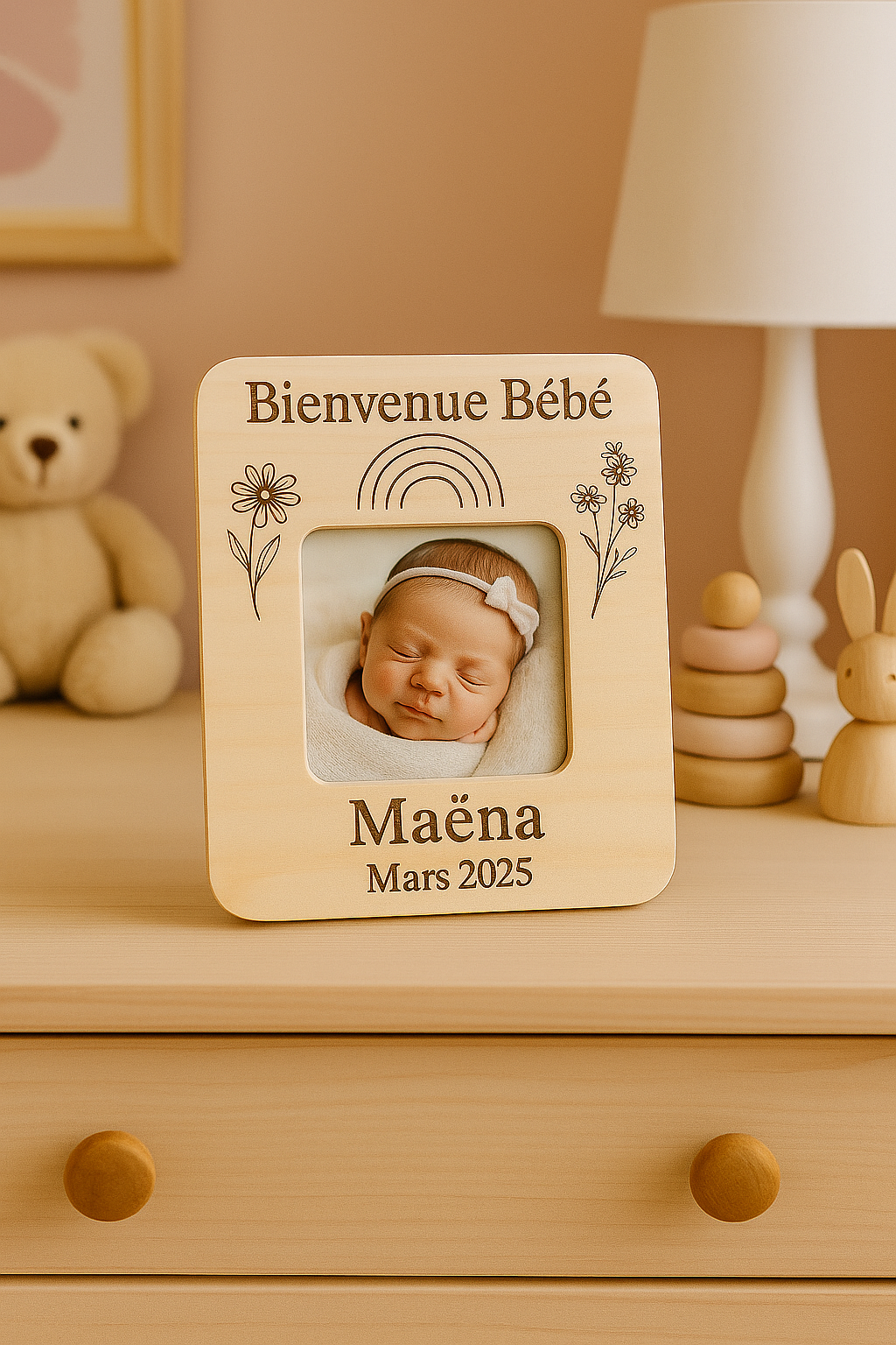 Cadre Photo Naissance Personnalisé – Bienvenue Bébé